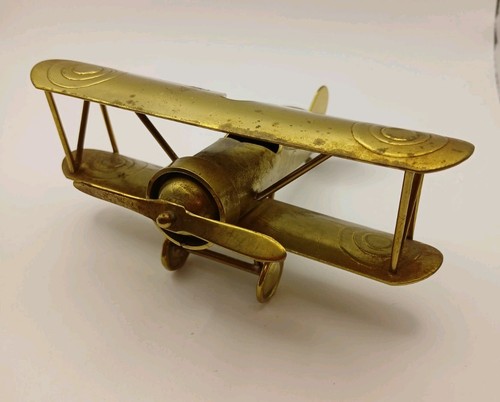 Vintage brass biplane aircraft - vintage,